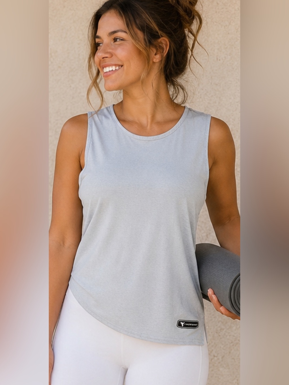 InSport USA Gray Athletic Tank Top Medium Mesh Running Yoga Workout